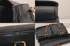 Authentic GUCCI Vintage Bamboo Shoulder Hand Bag Leather Navy Blue Junk 8068M