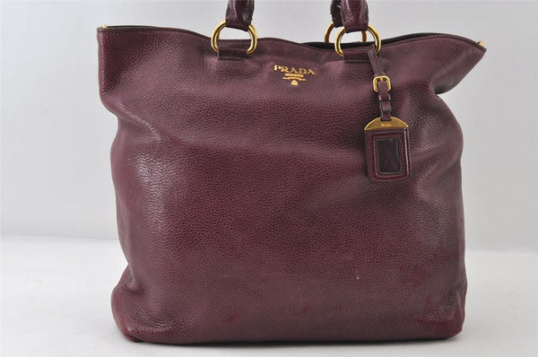 Authentic PRADA Leather Nappa 2Way Shoulder Crossbody Hand Tote Bag Purple 8069I