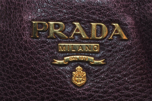 Authentic PRADA Leather Nappa 2Way Shoulder Crossbody Hand Tote Bag Purple 8069I
