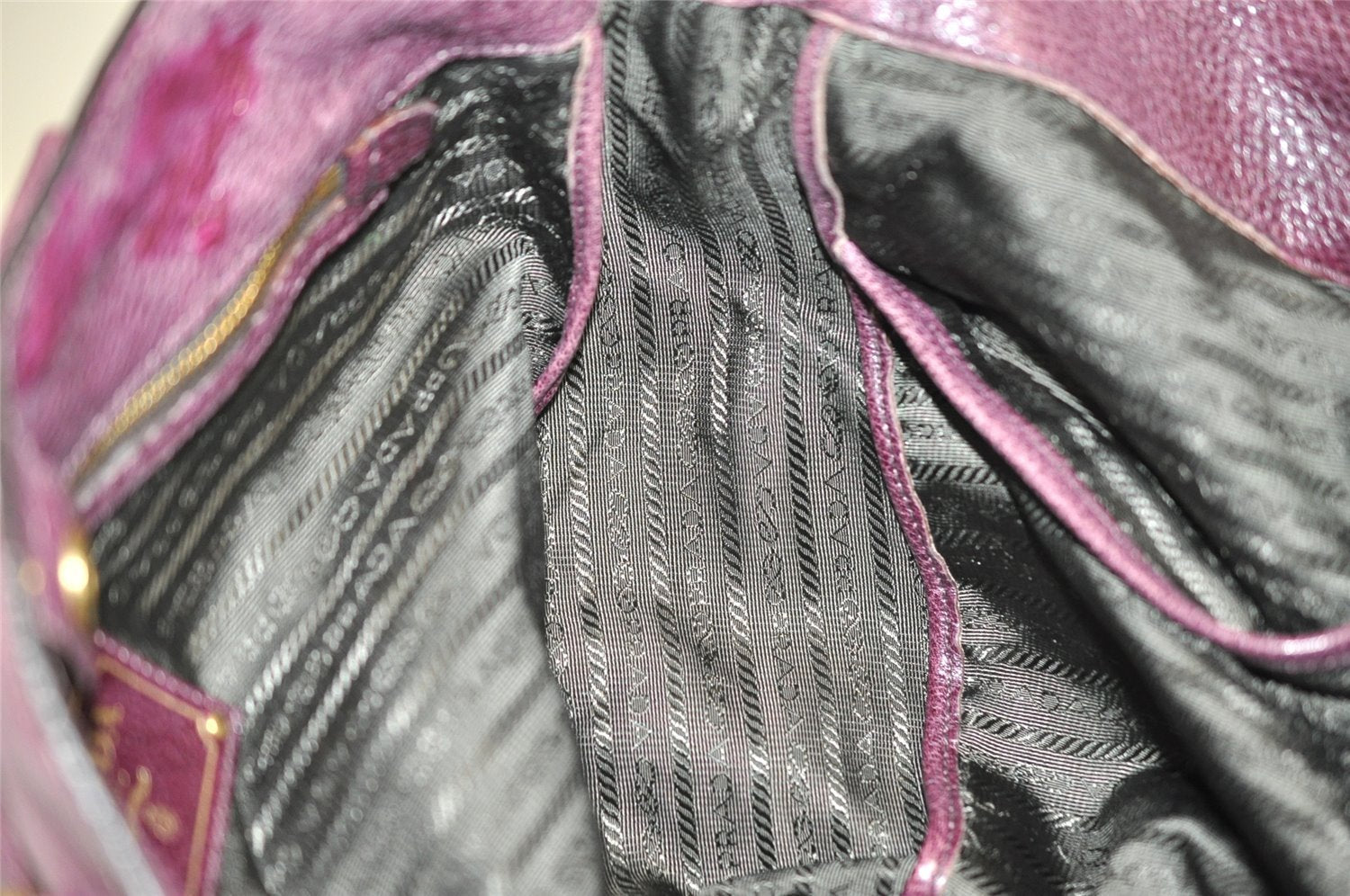 Authentic PRADA Leather Nappa 2Way Shoulder Crossbody Hand Tote Bag Purple 8069I