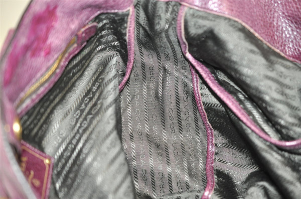 Authentic PRADA Leather Nappa 2Way Shoulder Crossbody Hand Tote Bag Purple 8069I