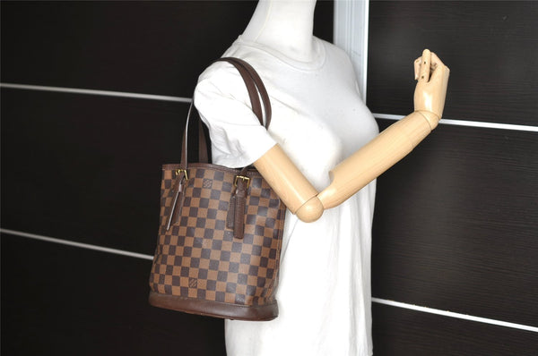 Authentic Louis Vuitton Damier Marais Bucket Shoulder Tote Bag N42240 LV 8071I