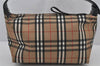 Authentic BURBERRY Nova Check Nylon Leather 2Way Clutch Hand Bag Beige 8072J