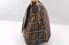 Authentic FENDI Zucca Mamma Baguette Shoulder Bag Velour Leather Brown 8073I