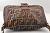 Authentic FENDI Zucca Mamma Baguette Shoulder Bag Velour Leather Brown 8073I