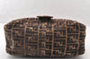 Authentic FENDI Zucca Mamma Baguette Shoulder Bag Velour Leather Brown 8073I