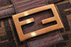 Authentic FENDI Zucca Mamma Baguette Shoulder Bag Velour Leather Brown 8073I