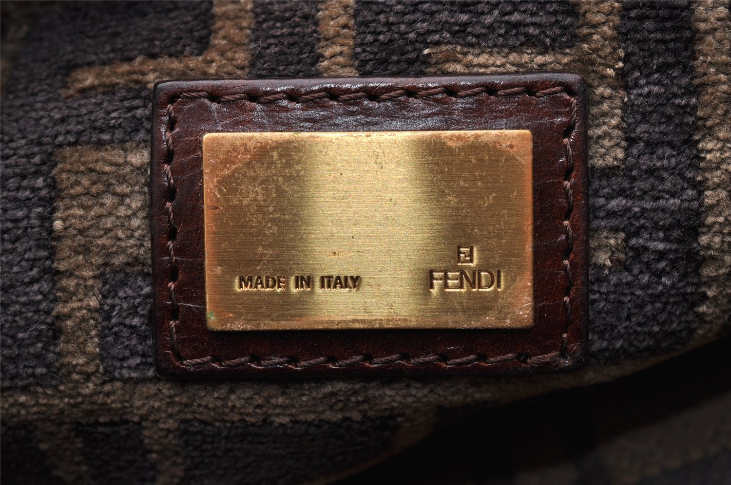 Authentic FENDI Zucca Mamma Baguette Shoulder Bag Velour Leather Brown 8073I