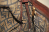 Authentic FENDI Zucca Mamma Baguette Shoulder Bag Velour Leather Brown 8073I