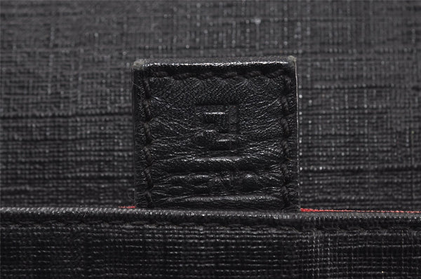 Authentic FENDI Zucchino Shoulder Cross Body Bag Purse PVC Leather Black 8074I