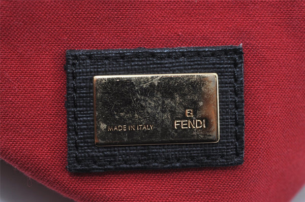Authentic FENDI Zucchino Shoulder Cross Body Bag Purse PVC Leather Black 8074I