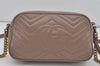 Authentic GUCCI GG Marmont Chain Shoulder Cross Bag Leather 447632 Beige 8075I