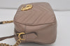 Authentic GUCCI GG Marmont Chain Shoulder Cross Bag Leather 447632 Beige 8075I