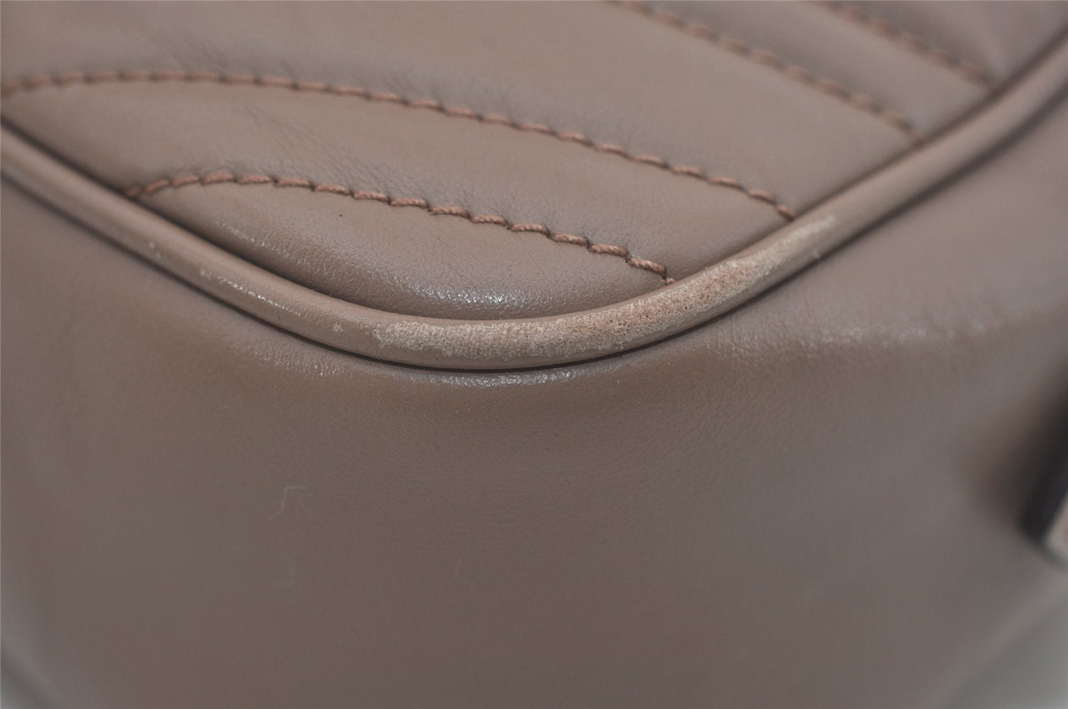 Authentic GUCCI GG Marmont Chain Shoulder Cross Bag Leather 447632 Beige 8075I