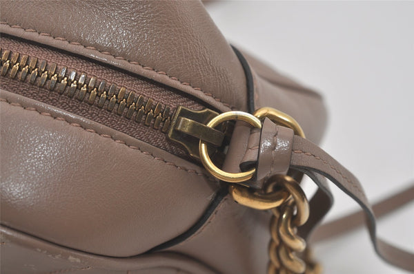 Authentic GUCCI GG Marmont Chain Shoulder Cross Bag Leather 447632 Beige 8075I