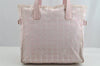 Authentic CHANEL New Travel Line Shoulder Tote Bag Nylon Leather Pink 8076I