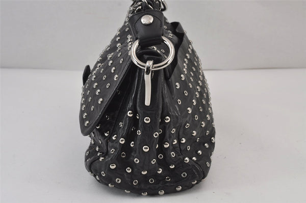 Authentic PRADA Studs Leather Nappa Chain Shoulder Hand Bag Black Junk 8078J