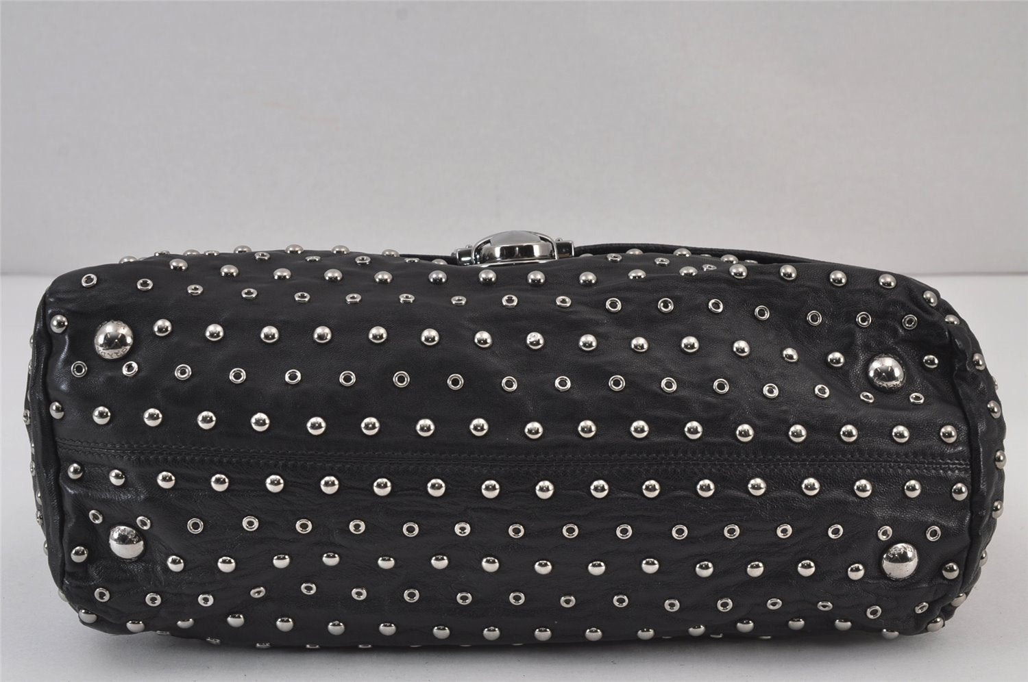 Authentic PRADA Studs Leather Nappa Chain Shoulder Hand Bag Black Junk 8078J