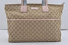 Authentic GUCCI Shoulder Mothers Tote Bag GG Canvas Leather 155524 Beige 8080I