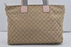 Authentic GUCCI Shoulder Mothers Tote Bag GG Canvas Leather 155524 Beige 8080I