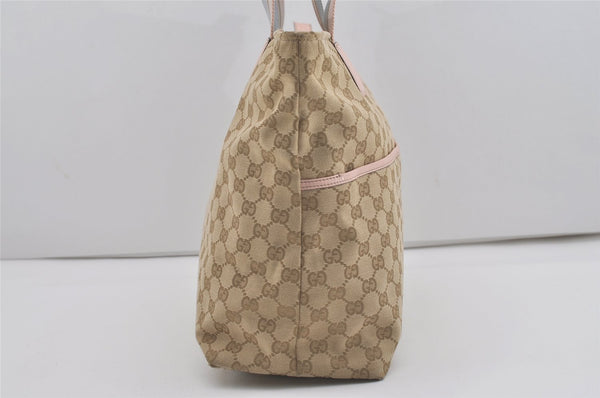 Authentic GUCCI Shoulder Mothers Tote Bag GG Canvas Leather 155524 Beige 8080I
