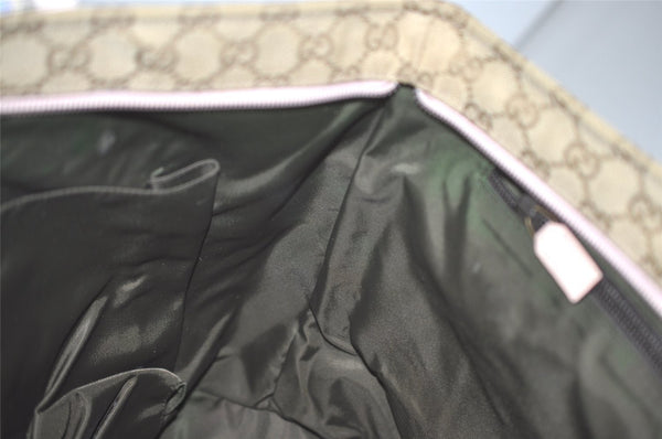 Authentic GUCCI Shoulder Mothers Tote Bag GG Canvas Leather 155524 Beige 8080I