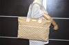 Authentic GUCCI Shoulder Mothers Tote Bag GG Canvas Leather 155524 Beige 8080I