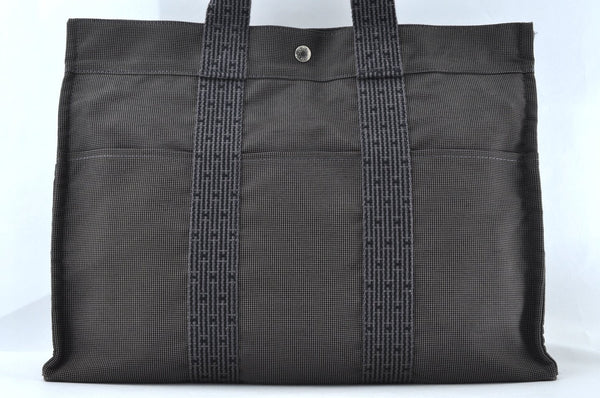 Authentic HERMES Her Line MM Hand Tote Bag Nylon Gray 8081M