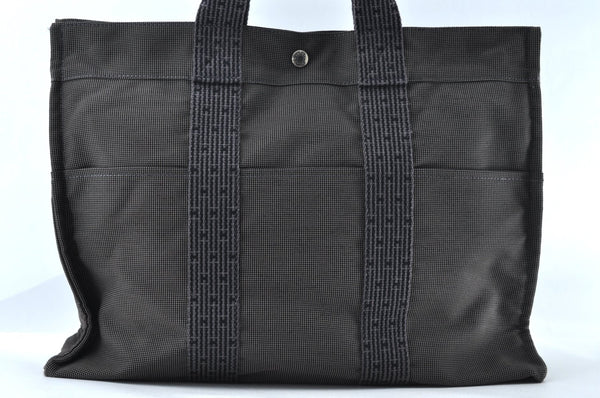 Authentic HERMES Her Line MM Hand Tote Bag Nylon Gray 8081M