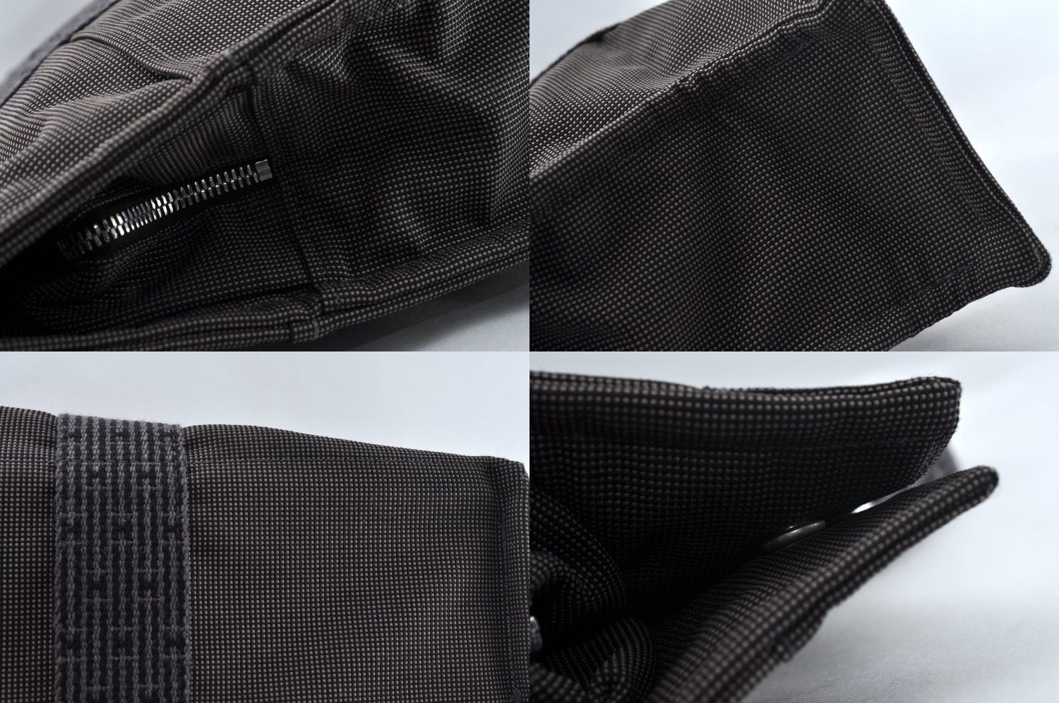 Authentic HERMES Her Line MM Hand Tote Bag Nylon Gray 8081M