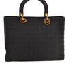 Authentic Christian Dior Lady Dior Cannage Nylon Hand Tote Bag Black CD 8084I
