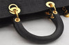 Authentic Christian Dior Lady Dior Cannage Nylon Hand Tote Bag Black CD 8084I