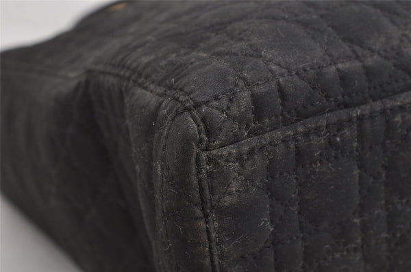 Authentic Christian Dior Lady Dior Cannage Nylon Hand Tote Bag Black CD 8084I