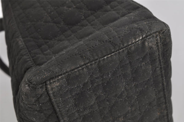 Authentic Christian Dior Lady Dior Cannage Nylon Hand Tote Bag Black CD 8084I