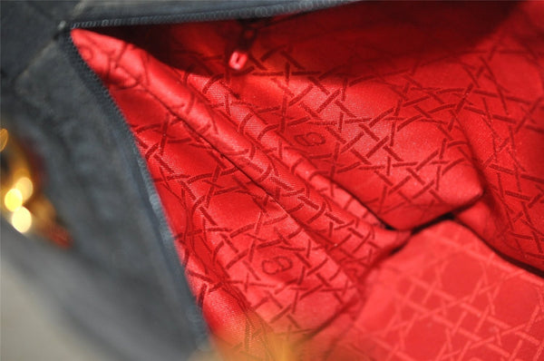 Authentic Christian Dior Lady Dior Cannage Nylon Hand Tote Bag Black CD 8084I