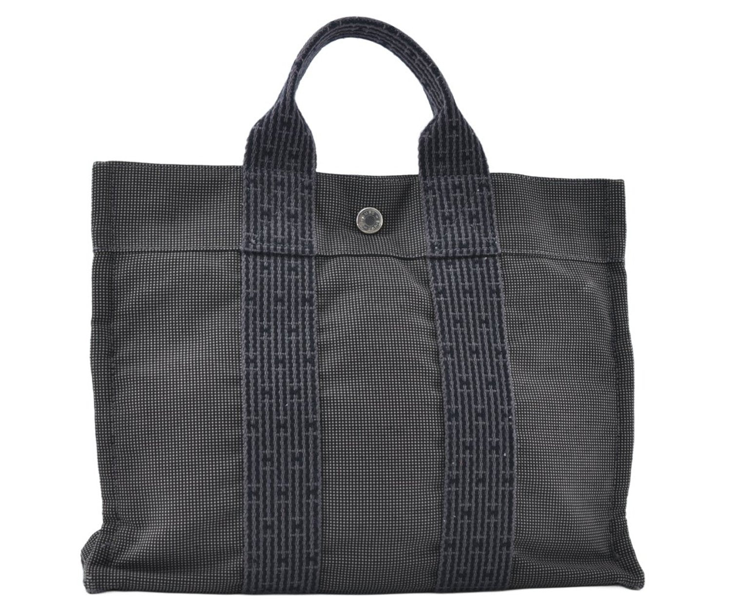 Authentic HERMES Her Line PM Hand Tote Bag Nylon Gray 8084M