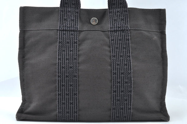 Authentic HERMES Her Line PM Hand Tote Bag Nylon Gray 8084M