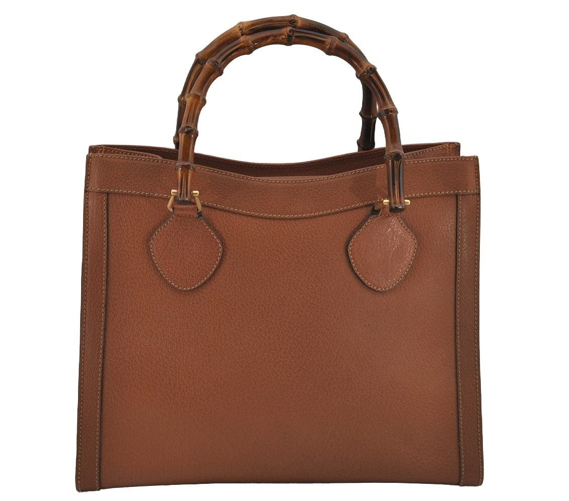 Authentic GUCCI Bamboo Shoulder Hand Bag Leather Brown Junk 8086J