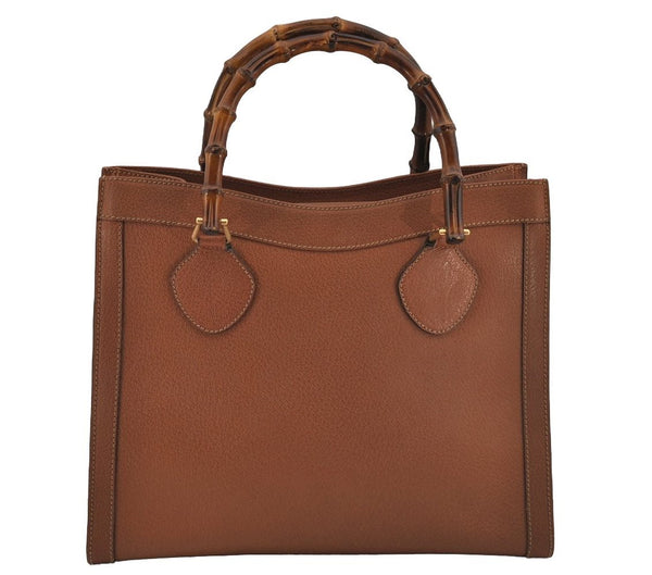 Authentic GUCCI Bamboo Shoulder Hand Bag Leather Brown Junk 8086J