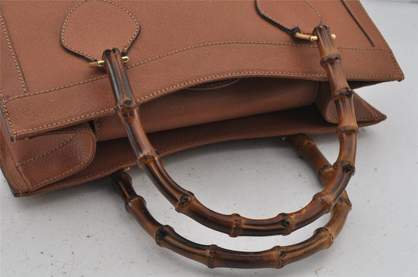 Authentic GUCCI Bamboo Shoulder Hand Bag Leather Brown Junk 8086J