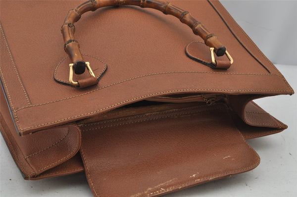 Authentic GUCCI Bamboo Shoulder Hand Bag Leather Brown Junk 8086J