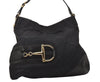 Authentic GUCCI Sherry Line Horsebit Shoulder Bag GG Canvas 137386 Black 8089J