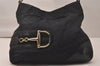 Authentic GUCCI Sherry Line Horsebit Shoulder Bag GG Canvas 137386 Black 8089J