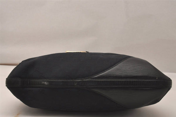 Authentic GUCCI Sherry Line Horsebit Shoulder Bag GG Canvas 137386 Black 8089J