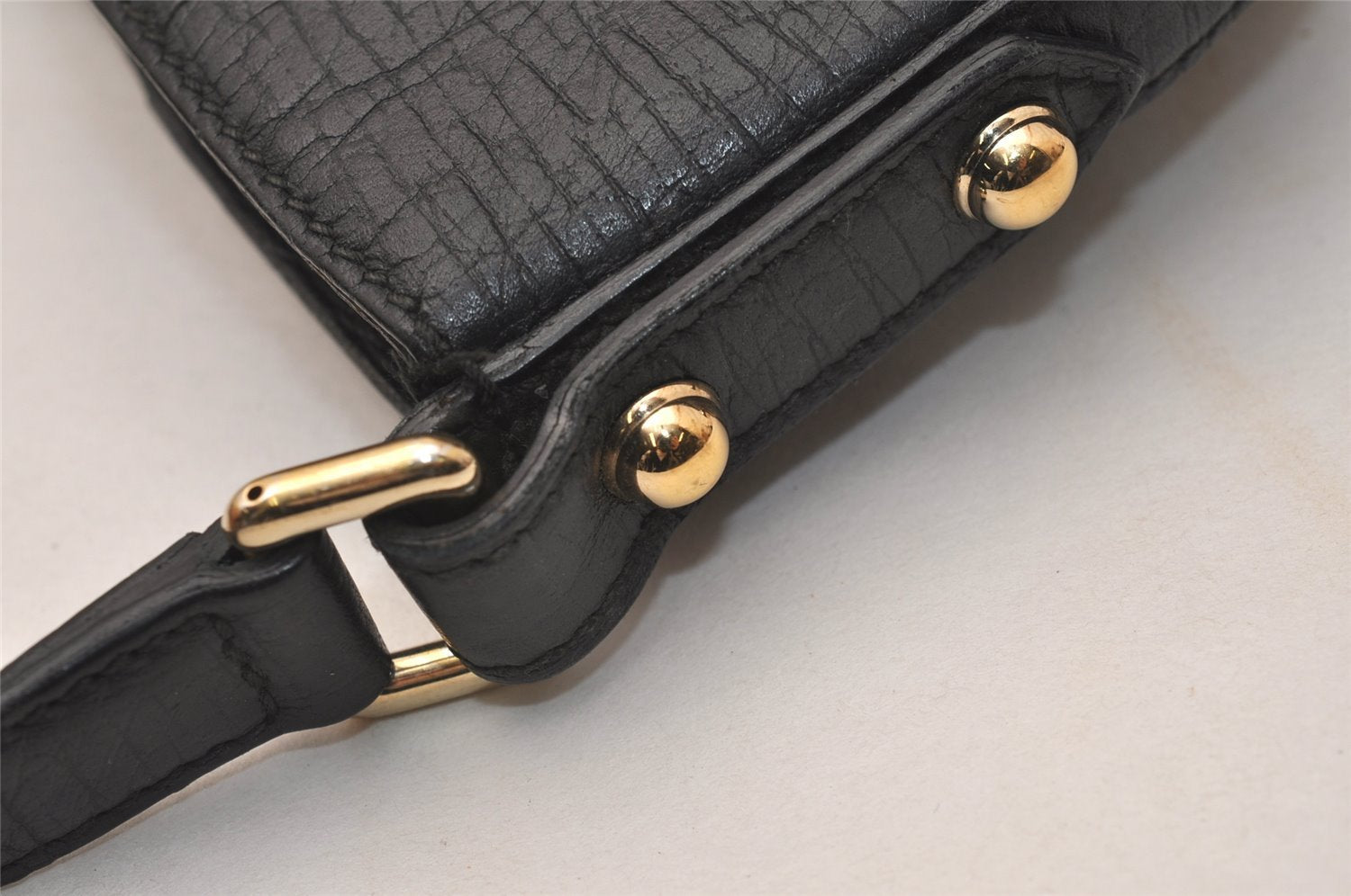 Authentic GUCCI Sherry Line Horsebit Shoulder Bag GG Canvas 137386 Black 8089J