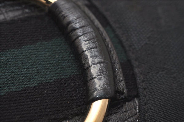 Authentic GUCCI Sherry Line Horsebit Shoulder Bag GG Canvas 137386 Black 8089J