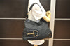 Authentic GUCCI Sherry Line Horsebit Shoulder Bag GG Canvas 137386 Black 8089J