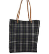 Authentic BURBERRY Vintage Check Shoulder Tote Bag Nylon Leather Navy 8090J