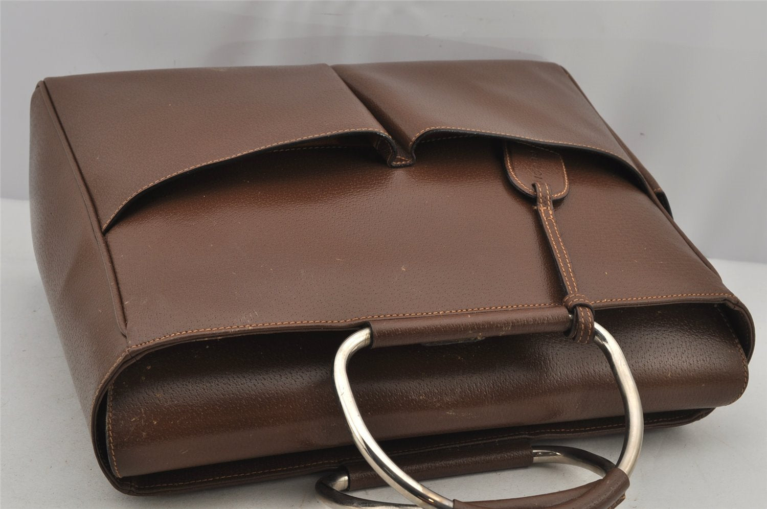 Authentic GUCCI Vintage Hand Bag Leather Brown Junk 8091J