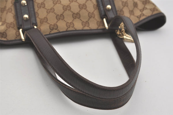 Authentic GUCCI Web Sherry Line Tote Bag GG Canvas Leather 137396 Brown 8092I